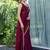 maroon women embellished beads and stones satin saree