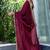 maroon women embellished beads and stones satin saree