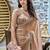 brown beads and stones satin saree