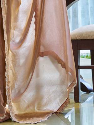 brown beads and stones satin saree 5