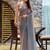 grey embellished beads and stones satin saree