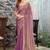 purple beads and stones satin saree