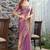 purple beads and stones satin saree