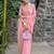 pink beads and stones embellished satin saree