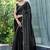 black beads and stones satin saree with blouse piece