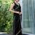 black beads and stones satin saree with blouse piece