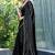 black beads and stones satin saree with blouse piece