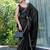 black beads and stones satin saree with blouse piece