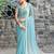 blue embellished beads and stones satin saree