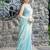 blue embellished beads and stones satin saree