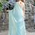 blue embellished beads and stones satin saree