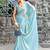 blue embellished beads and stones satin saree