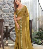 olive embellished beads & stones satin saree