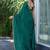 green beads and stones satin saree