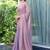 mauve beads and stones satin saree