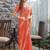 peach beads and stones satin saree