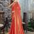 peach beads and stones satin saree