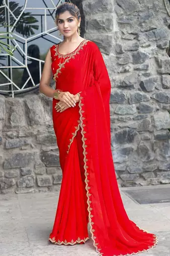 rose beads and stones satin saree