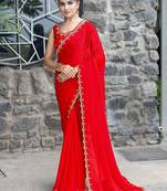 rose beads and stones satin saree