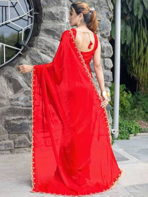 rose beads and stones satin saree 4