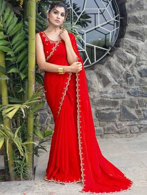 rose beads and stones satin saree 5