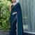 blue beads and stones embellished satin saree
