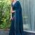 blue beads and stones embellished satin saree
