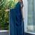 blue beads and stones embellished satin saree