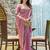 pink beads and stones satin saree