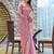 pink beads and stones satin saree