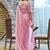 pink beads and stones satin saree