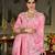 pink floral embroidered organza saree