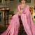 pink floral embroidered organza saree
