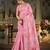 pink floral embroidered organza saree
