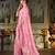 pink floral embroidered organza saree