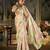 green tie and dye embroidered organza saree