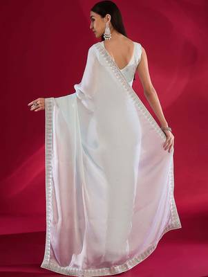 blue embroidered satin saree 3