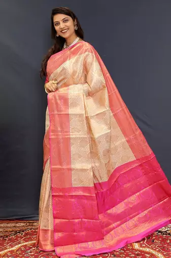 off_white woven design zari kanjeevaram saree