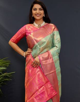 sea_green woven design zari kanjeevaram saree 3