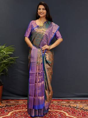 sea_green woven design zari kanjeevaram saree 1