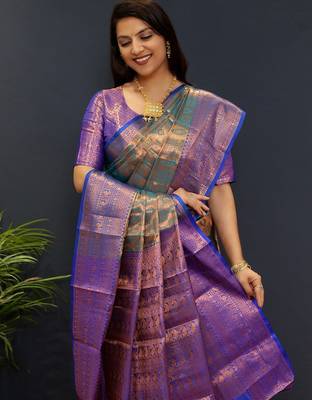 sea_green woven design zari kanjeevaram saree 3