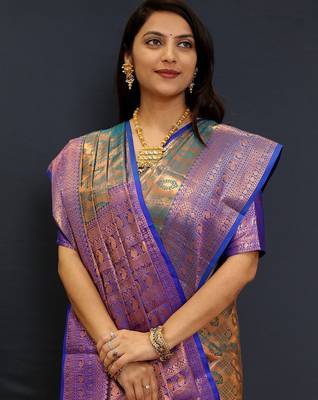 sea_green woven design zari kanjeevaram saree 4