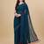 green lucknowi embroidered and diamond embellished georgette saree