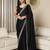 black embellished satin ready to wear saree