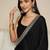 black embellished satin ready to wear saree
