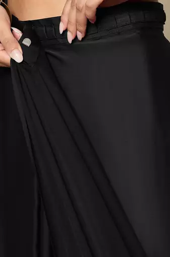 black embellished satin ready to wear saree