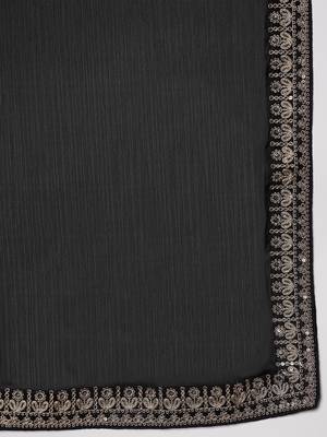 black embellished satin ready to wear saree 5