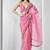 pink beads and stones mirror work organza saree