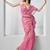pink beads and stones mirror work organza saree