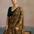 olive floral beads and stones pure chiffon saree